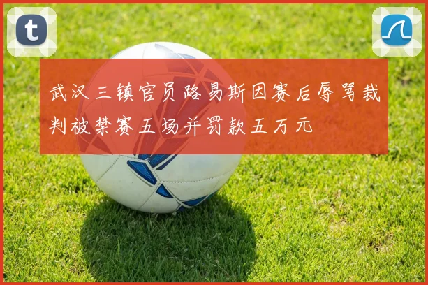 武汉三镇官员路易斯因赛后辱骂裁判被禁赛五场并罚款五万元